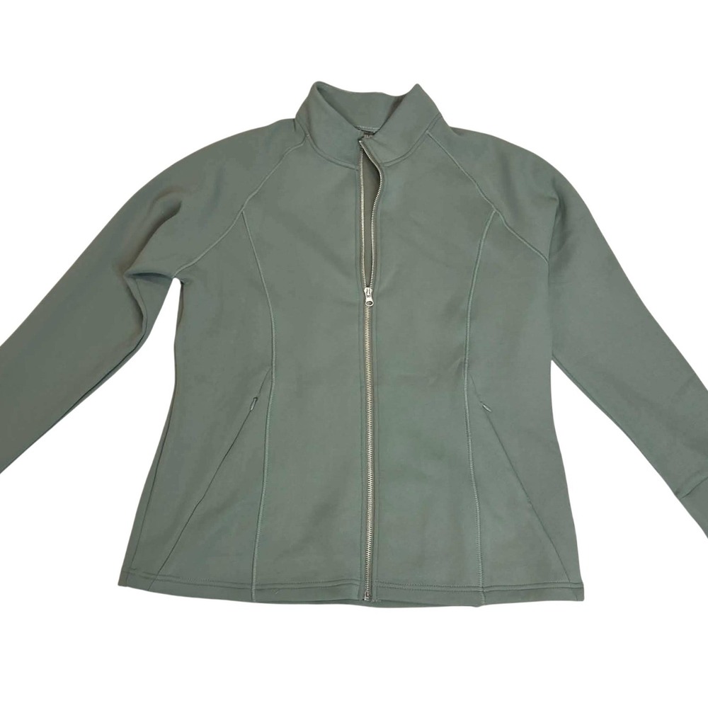 32 Degrees Heat Womens Full Zip Mock Neck Jacket GREY Green Large RN165550